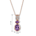 D'Joy AAA Rose De France Amethyst und Zirkon Anhänger mit 50cm Kette, 925 Silber rosévergoldet - 3,05 ct.