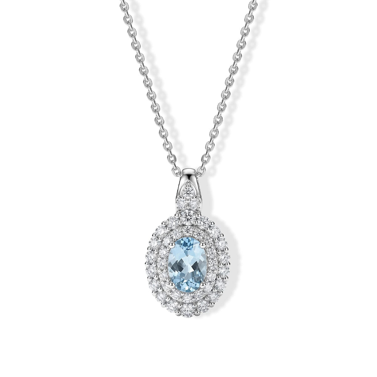D'Joy AA Santamaria Aquamarin, Moissanit Schmuckset ca. 45 cm 925 Silber Rhodiniert ca. 1,64 ct.