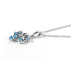 D'Joy Neon Apatit Oktopus Anhänger mit 50cm Kette, 925 Silber platiniert - 0,37 ct.