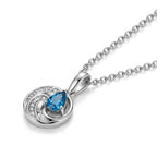 D'Joy Neon Apatit und Zirkon Anhänger mit 50cm Edelstahl-Kette, 925 Silber platiniert - 0,42 ct.