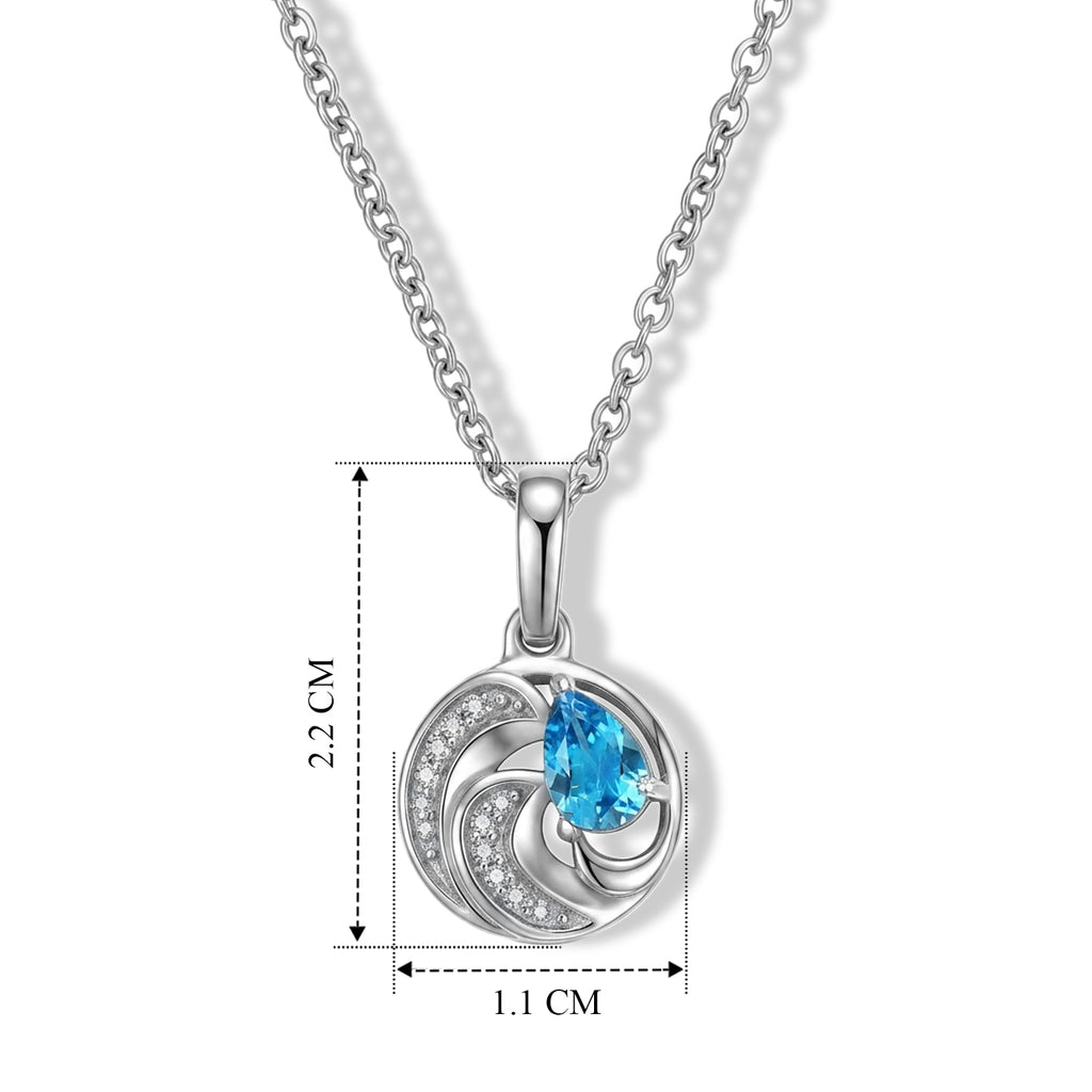 D'Joy Neon Apatit und Zirkon Anhänger mit 50cm Edelstahl-Kette, 925 Silber platiniert - 0,42 ct.