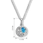 D'Joy Neon Apatit und Zirkon Anhänger mit 50cm Edelstahl-Kette, 925 Silber platiniert - 0,42 ct.
