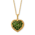 EverTrue Chromdiopsid Herz Cluster Anhänger mit 50cm Edelstahl Kette, Bronze mit Gelbgold E-Beschichtung - 3,14 ct.