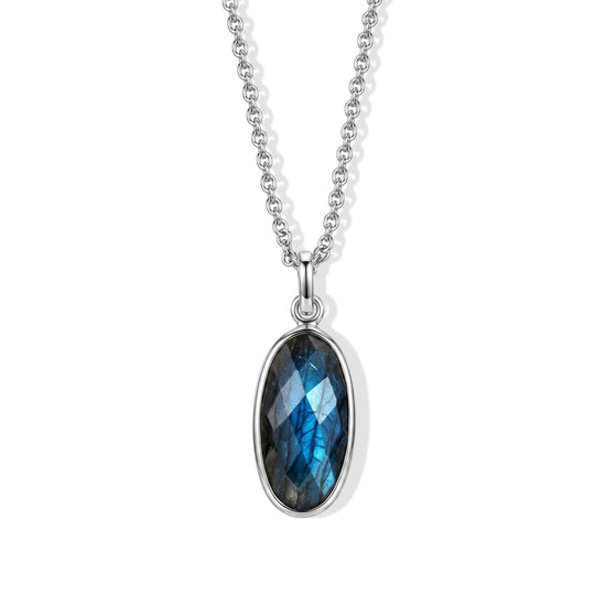 AAA Labradorit Anhänger, 925 Silber, 316L Edelstahl Kette ca. 50 cm ca. 4.33 ct