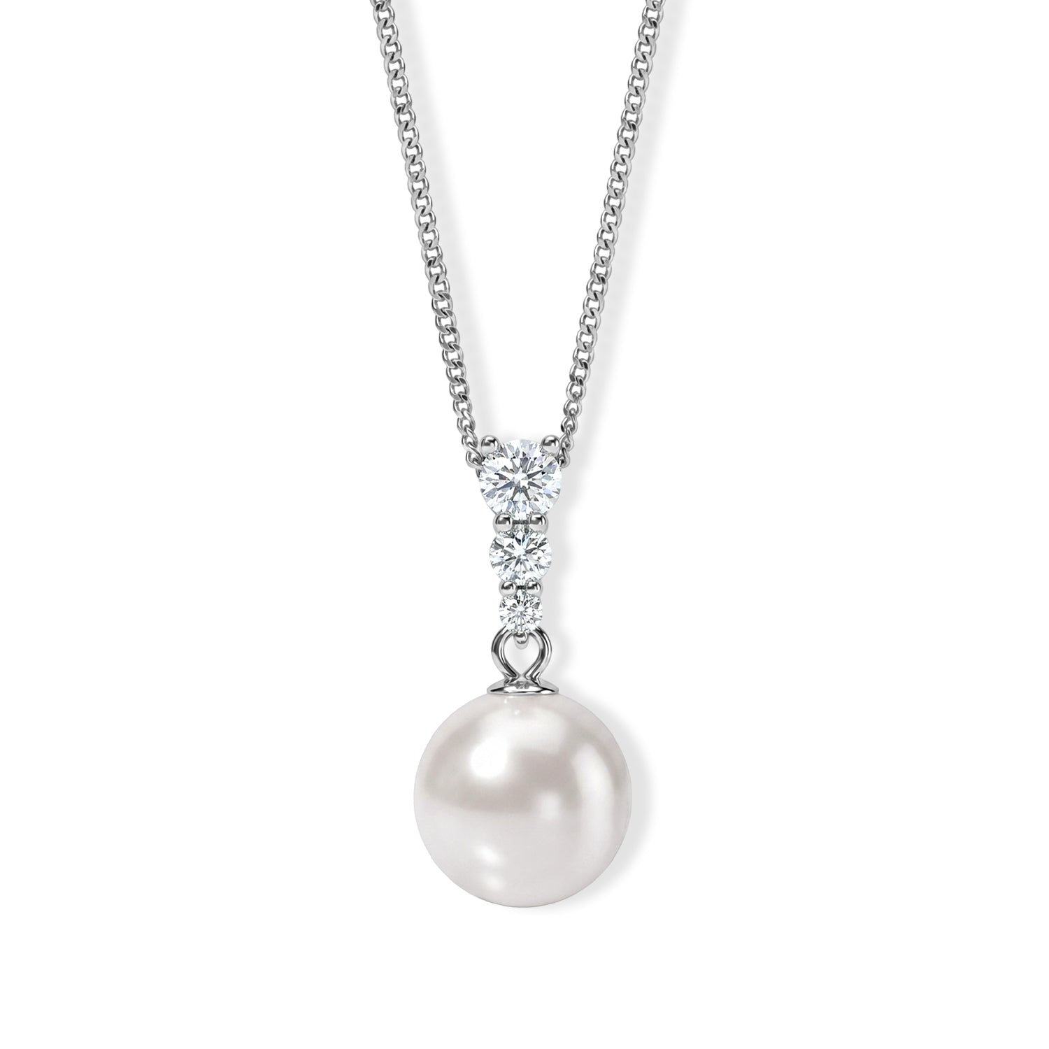 D'Joy Moissanit Anhänger mit Kette, (10-11 mm), ca. 45 cm 925 Silber Rhodiniert