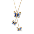 EverTrue emaillierter Schmetterlingsanhänger mit 50cm Edelstahl Kette, Bronze mit Gelbgold E-Beschichtung