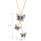 EverTrue emaillierter Schmetterlingsanhänger mit 50cm Edelstahl Kette, Bronze mit Gelbgold E-Beschichtung