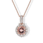 D'Joy AA Rosa Morganit, Moissanit Schmuckset ca. 45 cm 925 Silber 750 Roségold vermeil ca. 1,67 ct.