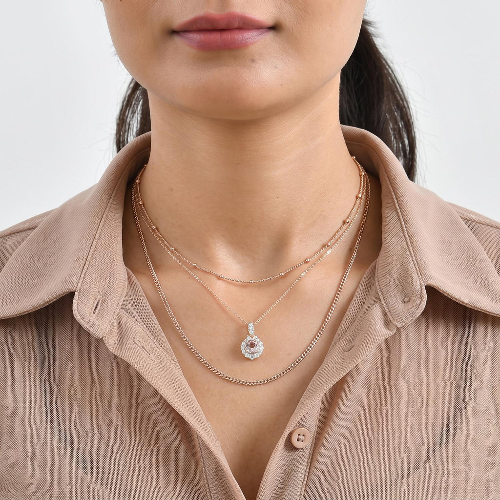 D'Joy AA Rosa Morganit, Moissanit Schmuckset ca. 45 cm 925 Silber 750 Roségold vermeil ca. 1,67 ct.