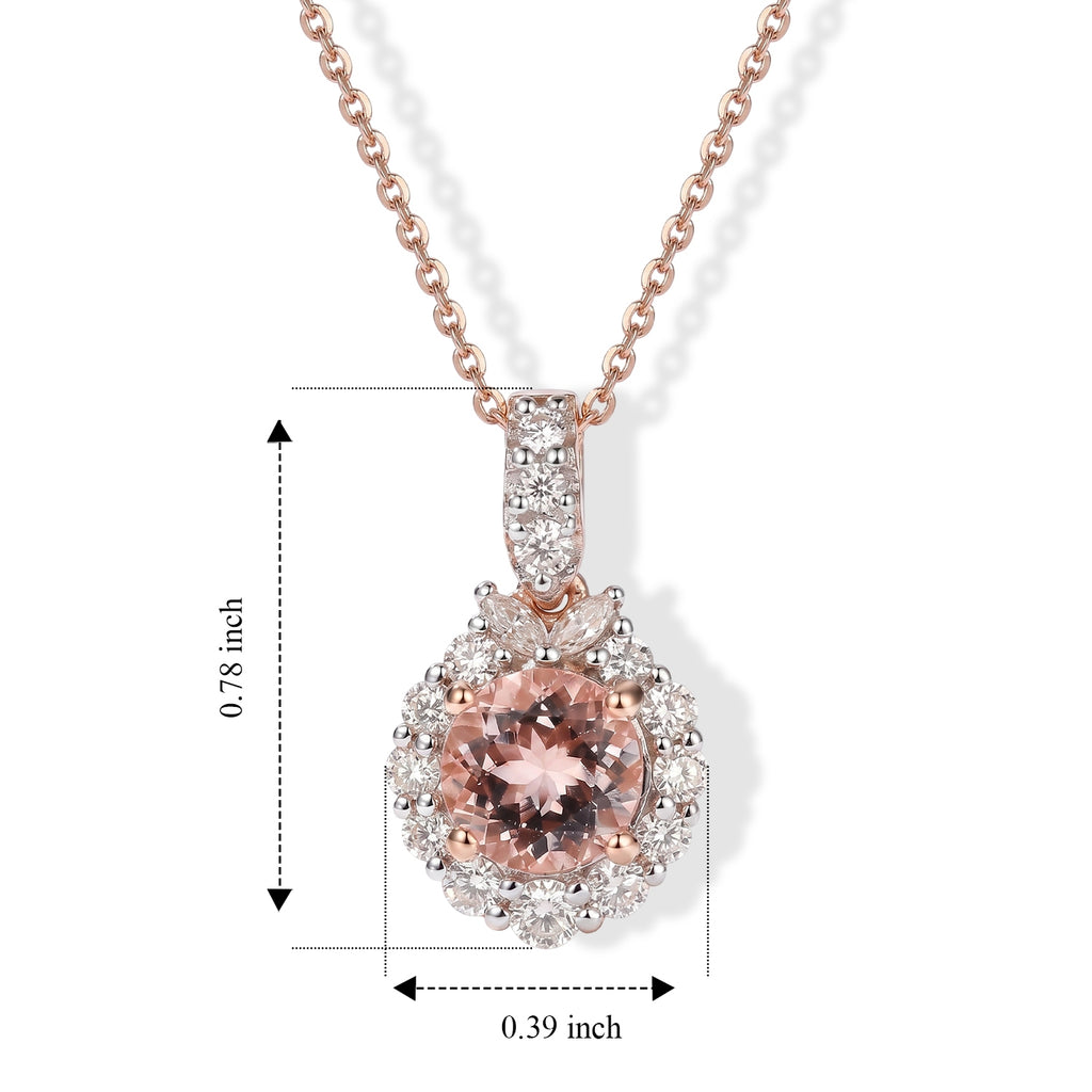 D'Joy AA Rosa Morganit, Moissanit Schmuckset ca. 45 cm 925 Silber 750 Roségold vermeil ca. 1,67 ct.