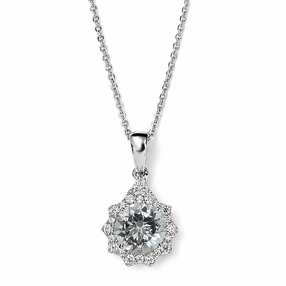 D'Joy AA Aquamarin, Moissanit Schmuckset ca. 45 cm 925 Silber Rhodiniert ca. 1,45 ct.