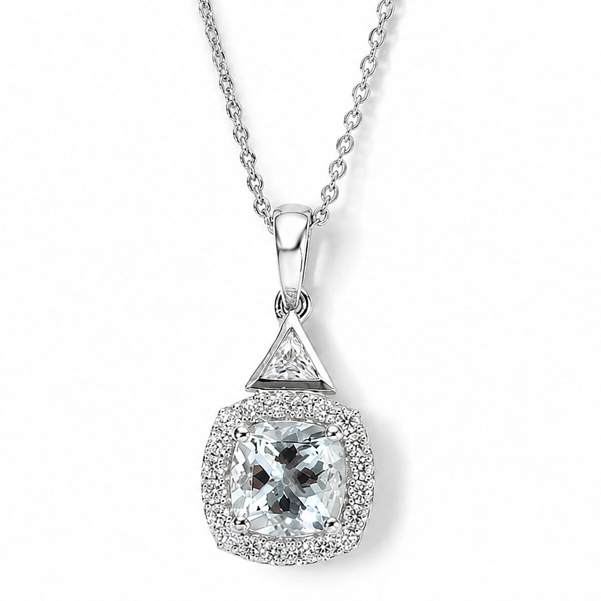 D'Joy AA Aquamarin, Moissanit Schmuckset ca. 45 cm 925 Silber Rhodiniert ca. 1,53 ct.