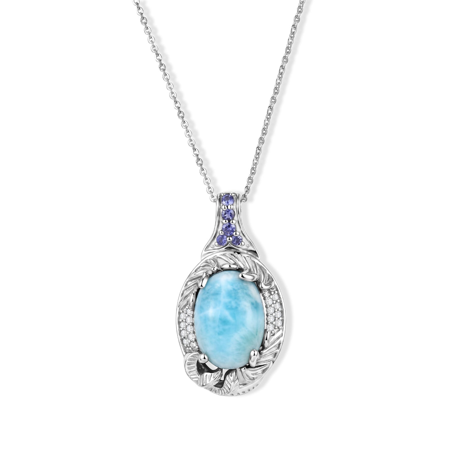 D'Joy AAA Larimar, Iolit Schmuckset ca. 50 cm 925 Silber Rhodiniert ca. 7,33 ct.
