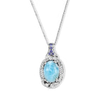 D'Joy AAA Larimar, Iolit Schmuckset ca. 50 cm 925 Silber Rhodiniert ca. 7,33 ct.