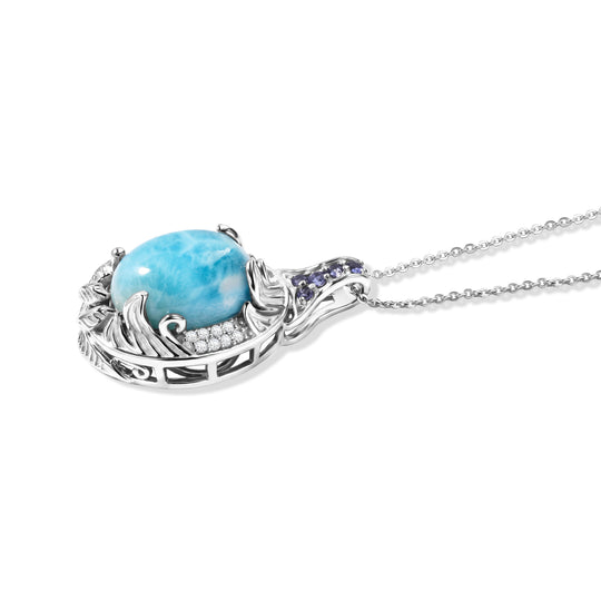D'Joy AAA Larimar, Iolit Schmuckset ca. 50 cm 925 Silber Rhodiniert ca. 7,33 ct.