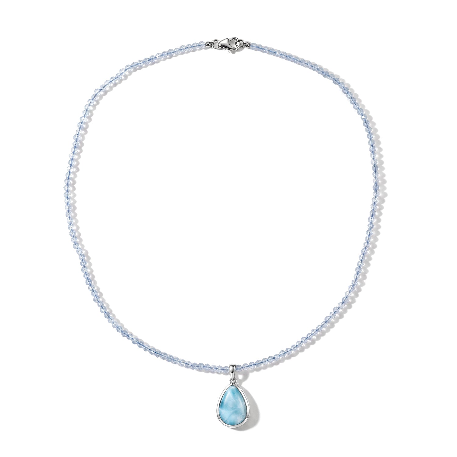 D'Joy AAA Larimar, Aquamarin Schmuckset ca. 45 cm 925 Silber Rhodiniert ca. 37.58 ct