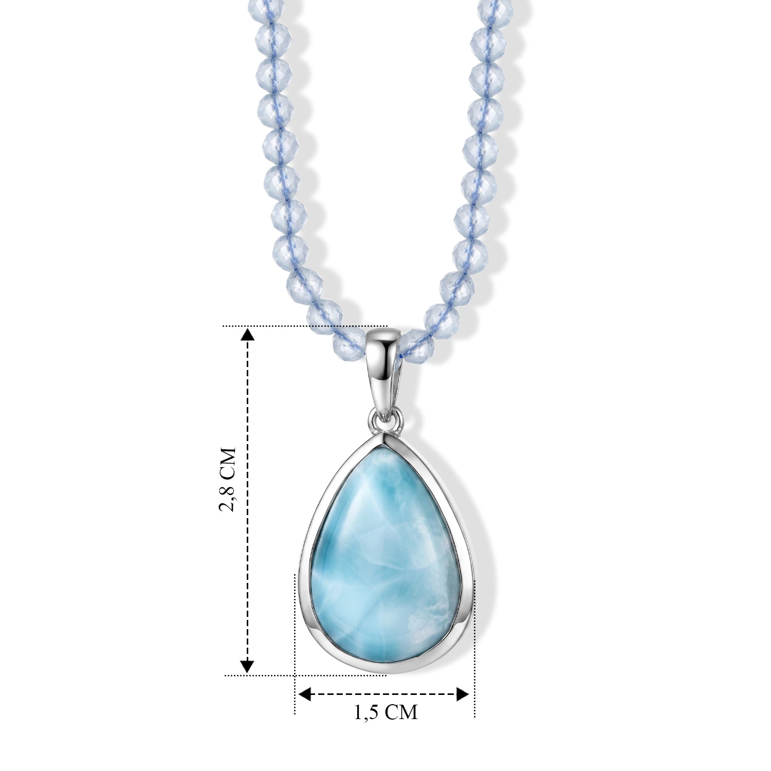 D'Joy AAA Larimar, Aquamarin Schmuckset ca. 45 cm 925 Silber Rhodiniert ca. 37.58 ct