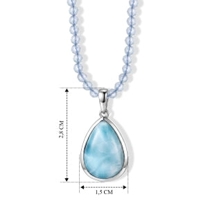 D'Joy AAA Larimar, Aquamarin Schmuckset ca. 45 cm 925 Silber Rhodiniert ca. 37.58 ct
