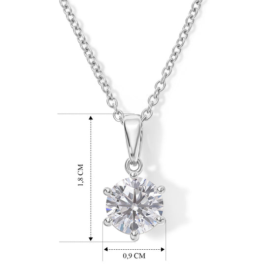 D'Joy Moissanit Anhänger mit Kette, ca. 50 cm 925 Silber Platiniert und Edelstahl Platiniert ca. 1.87 ct