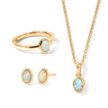 3er Set - EVER TRUE AA Natürlicher, äthiopischer Welo Opal Anhänger mit Kette, Ohrringe und Ring, ca. 50 cm (Größe 17.00) ca. 2,24 ct.
