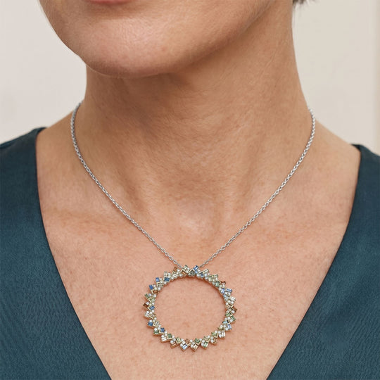 LUXURIANT DIAMOND - Lab Grown Gelb Diamant  SGL zertifiziert SI, Lab Grown Blauer Diamant Schmuckset ca. 50 cm 925 SIlber Rhodiniert ca. 1.00 ct