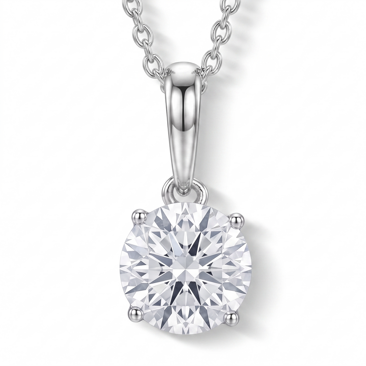 LUXURIANT DIAMOND - Lab Grown Diamant SI-GH,375 Weiß Gold Anhänger mit 925 Silber Kette ca. 50 cm ca. 1.04 ct