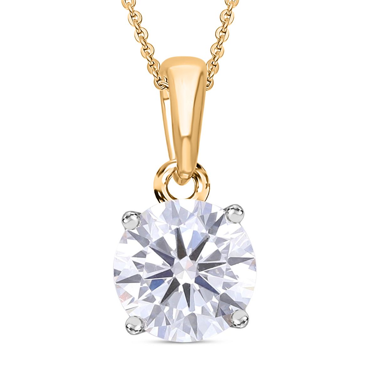 LUXURIANT DIAMOND - Lab Grown Diamant SI-GH, 375 Gelb Gold Anhänger mit 925 Silber Kette ca. 50 cm ca. 1.04 ct
