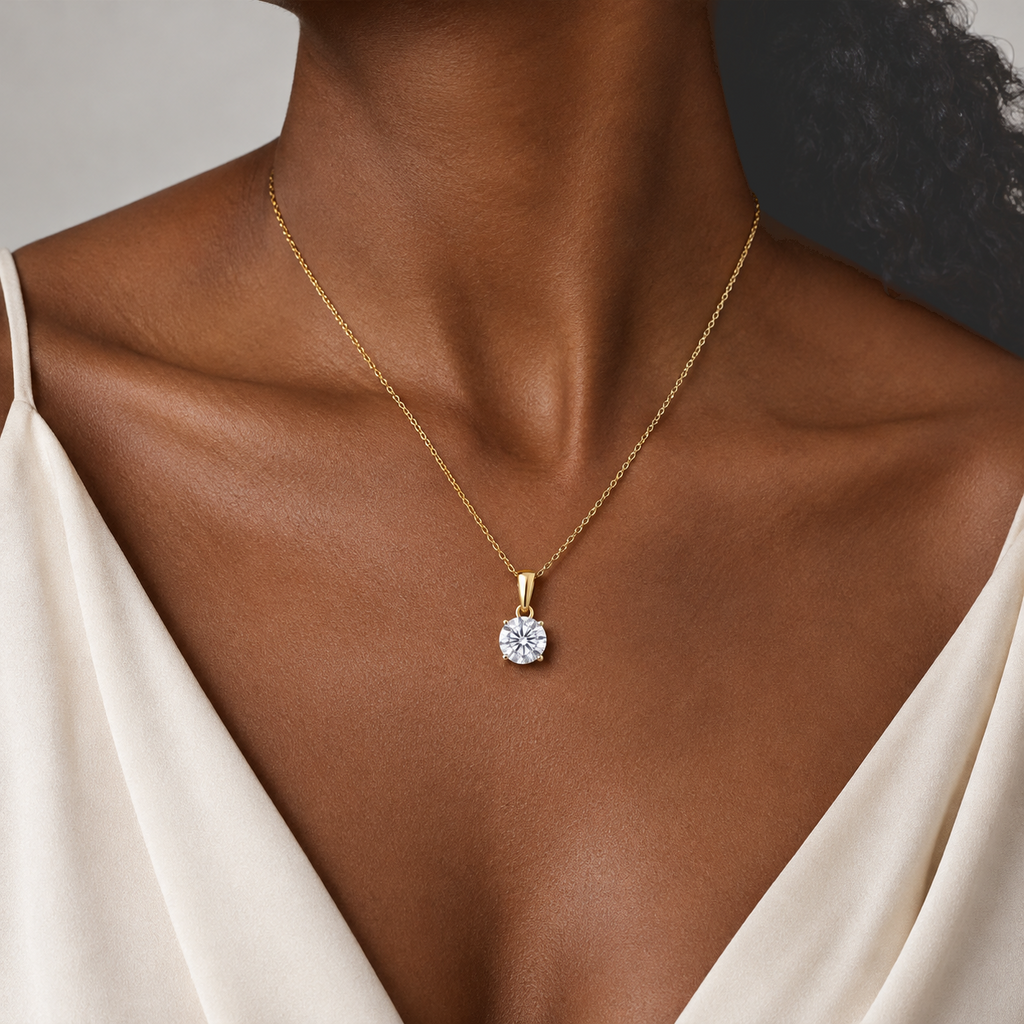 LUXURIANT 1 ct. SI-GH Labor Diamant 375 Gold Anhänger mit 50cm 925 Silberkette