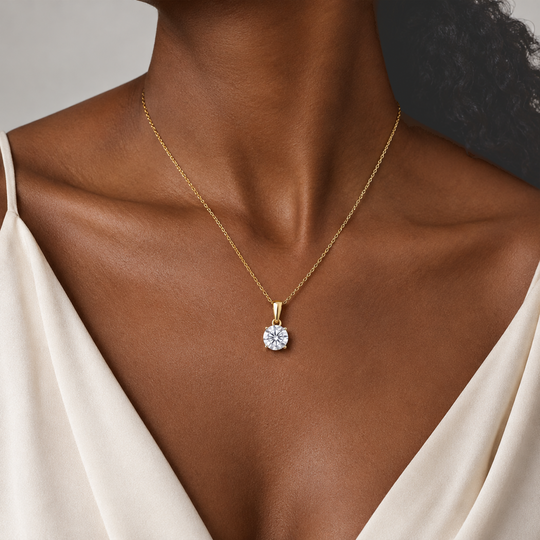 LUXURIANT 1 ct. SI-GH Labor Diamant 375 Gold Anhänger mit 50cm 925 Silberkette