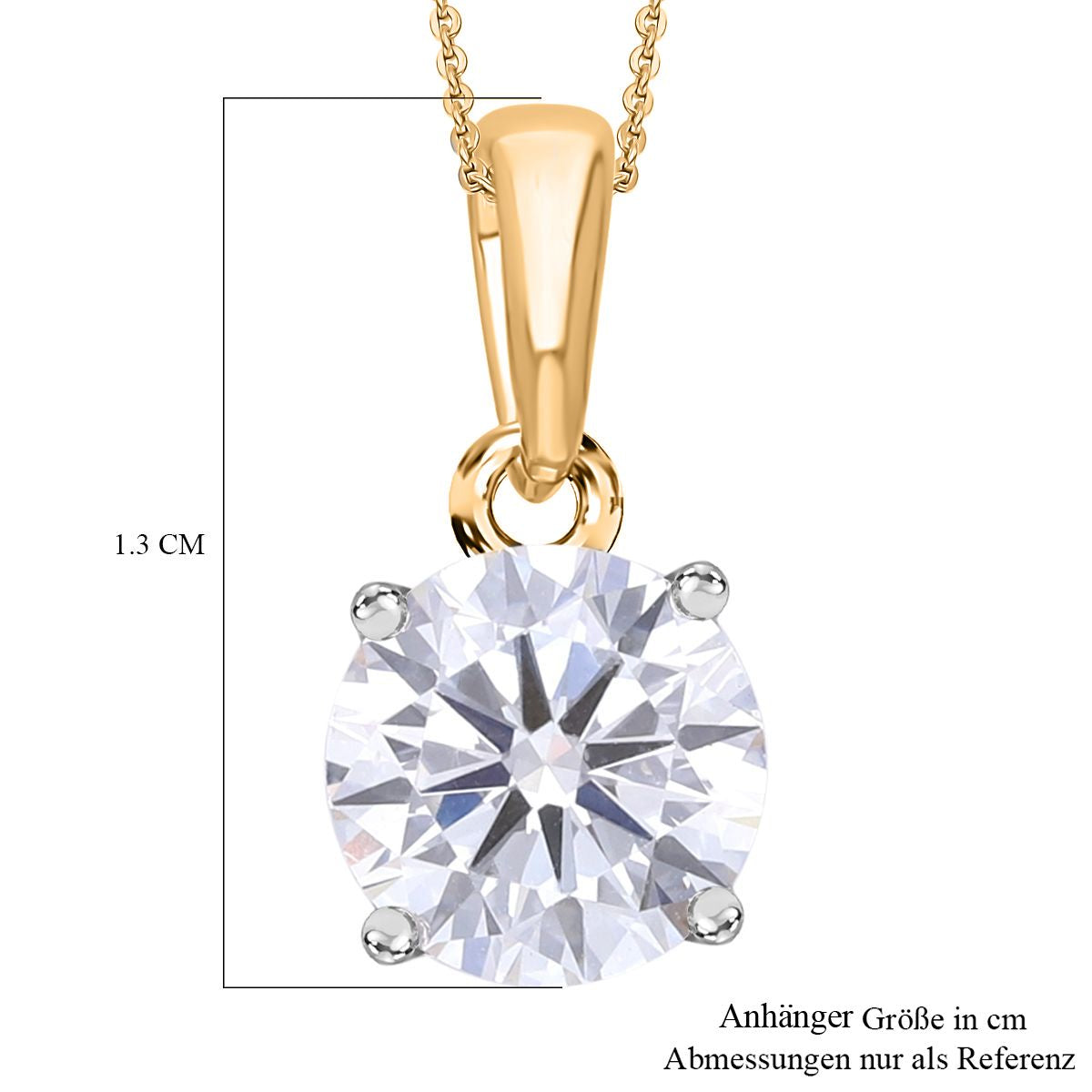 LUXURIANT DIAMOND - Lab Grown Diamant SI-GH, 375 Gelb Gold Anhänger mit 925 Silber Kette ca. 50 cm ca. 1.04 ct