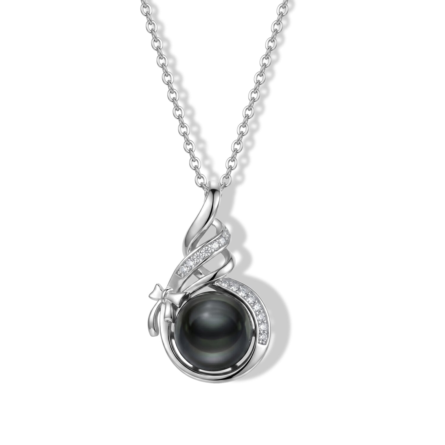 D'Joy Moissanit, Tahiti Perle (10-11mm) Schmuckset ca. 45 cm 925 Silber Rhodiniert