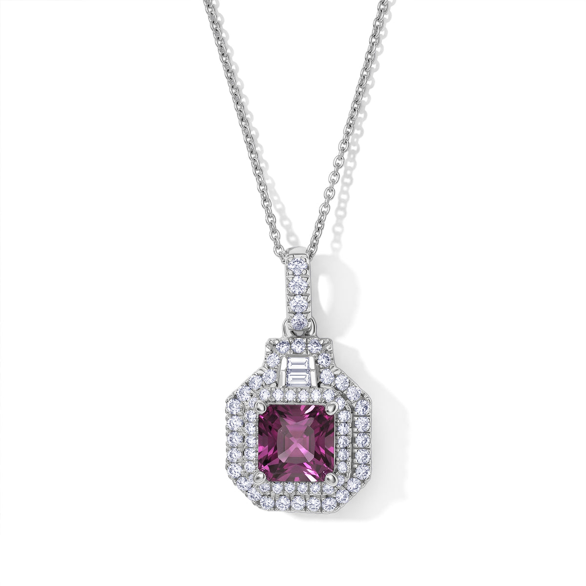 D'Joy AAA Radiant Ember Granat, Moissanit Schmuckset ca. 50 cm 925 Silber Rhodiniert ca. 2,93 ct.