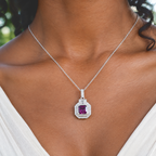 D'Joy AAA Radiant Ember Granat, Moissanit Schmuckset ca. 50 cm 925 Silber Rhodiniert ca. 2,93 ct.