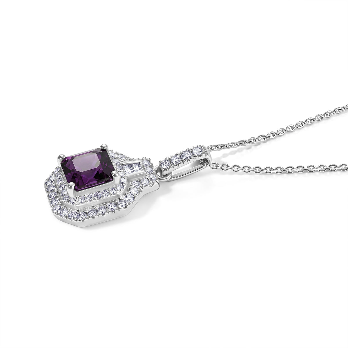 D'Joy AAA Radiant Ember Granat, Moissanit Schmuckset ca. 50 cm 925 Silber Rhodiniert ca. 2,93 ct.