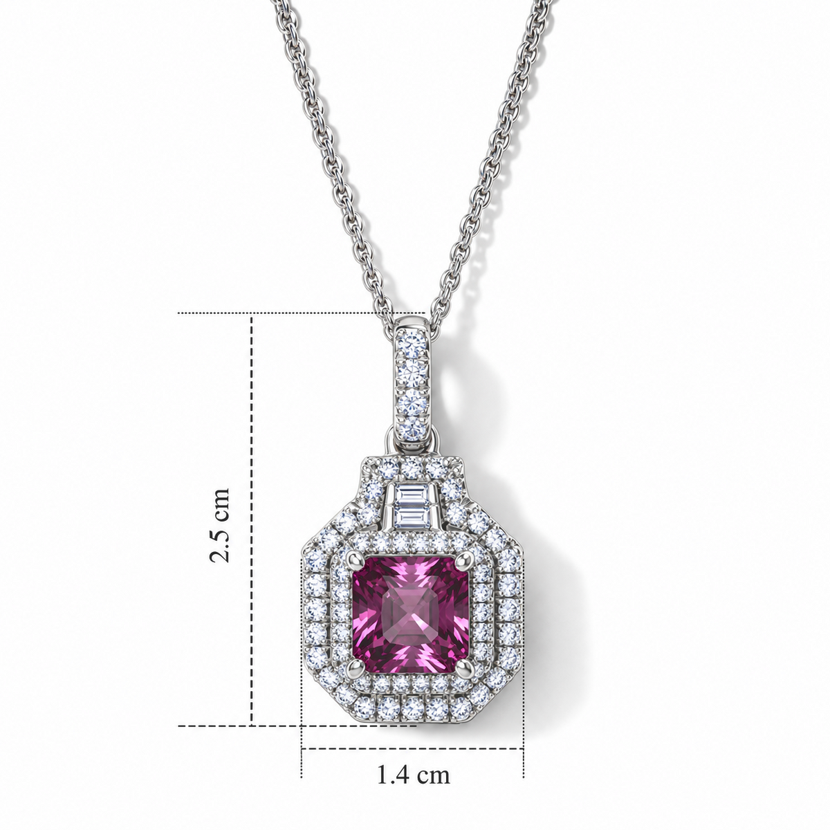 D'Joy AAA Radiant Ember Granat, Moissanit Schmuckset ca. 50 cm 925 Silber Rhodiniert ca. 2,93 ct.