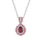 D'Joy AAA Rosa Turmalin, Rosa Saphir Schmuckset ca. 50 cm 925 Silber Rhodiniert ca. 1,72 ct.