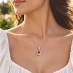 D'Joy AAA Rosa Turmalin, Rosa Saphir Schmuckset ca. 50 cm 925 Silber Rhodiniert ca. 1,72 ct.