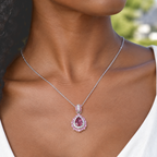 D'Joy AAA Rosa Turmalin, Rosa Saphir Schmuckset ca. 50 cm 925 Silber Rhodiniert ca. 1,72 ct.