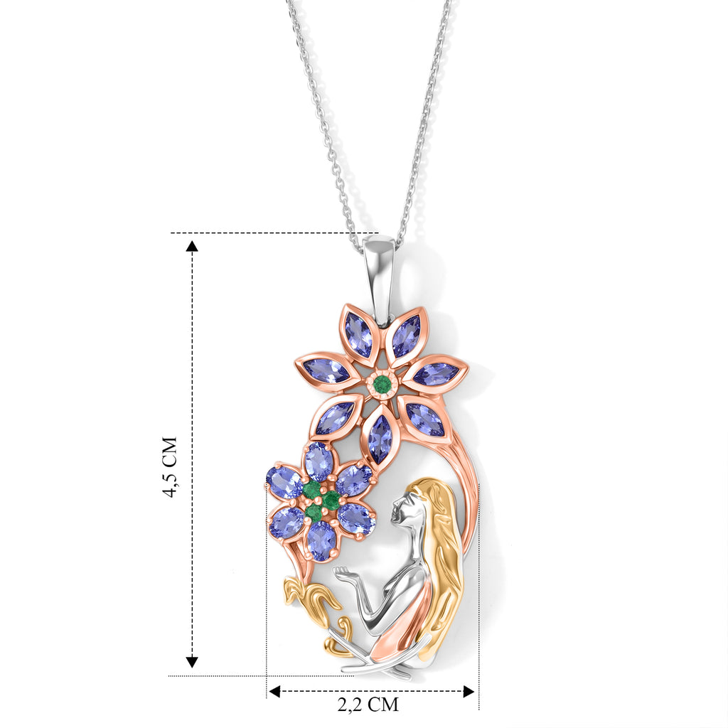 D'Joy AA Tansanit Schmuckset ca. 50 cm 925 Silber Rhodiniert ca. 2,35 ct.