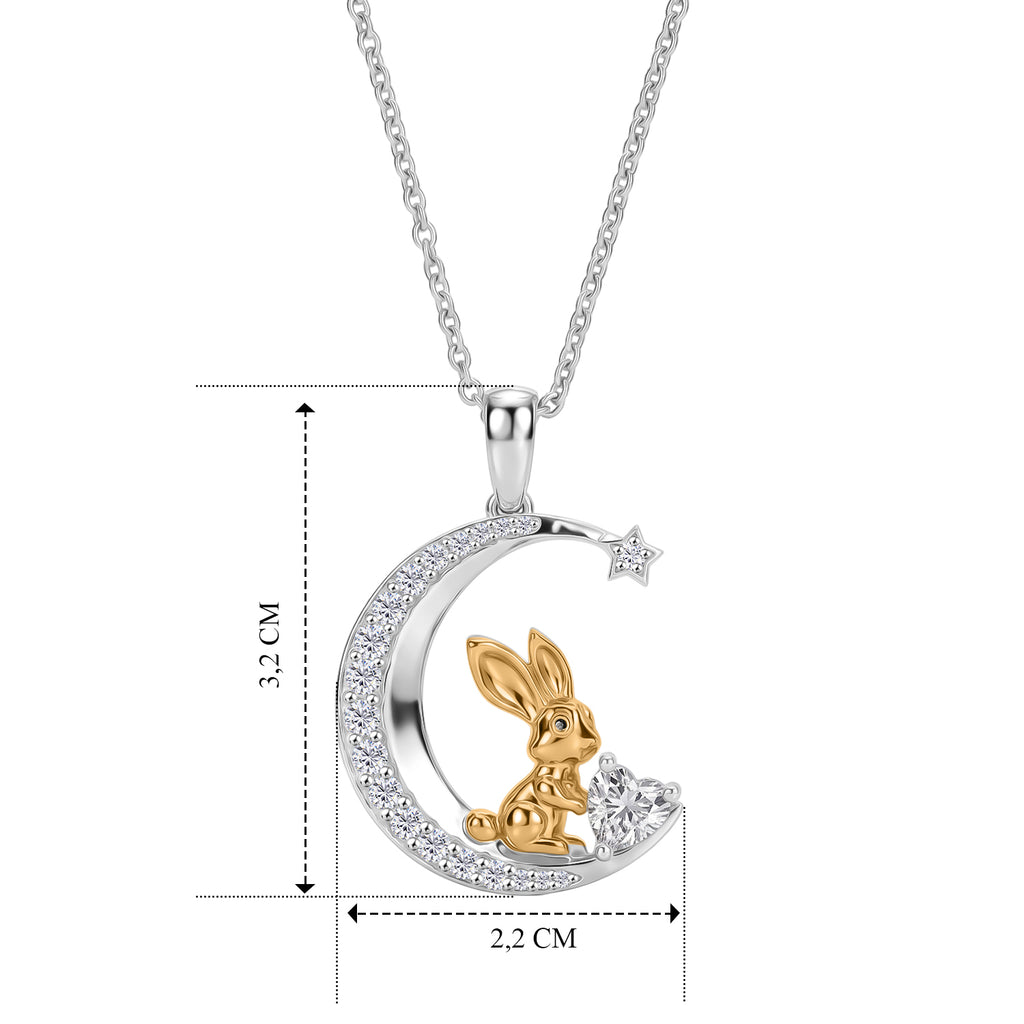 D'Joy Moissanit und schwarzer Spinell Anhänger mit 50cm Edelstahl-Kette, 925 Silber platiniert und vergoldet - 0,92 ct.