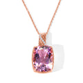 EverTrue AA Rose De France Amethyst und Zirkon Solitär-Stil Anhänger mit 50cm Edelstahl-Kette, 950 Kupfer mit Roségold-E-Beschichtung - 19,28 ct.