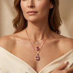 EverTrue AA Rose De France Amethyst und Zirkon Solitär-Stil Anhänger mit 50cm Edelstahl-Kette, 950 Kupfer mit Roségold-E-Beschichtung - 19,28 ct.