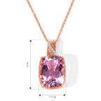 EverTrue AA Rose De France Amethyst und Zirkon Solitär-Stil Anhänger mit 50cm Edelstahl-Kette, 950 Kupfer mit Roségold-E-Beschichtung - 19,28 ct.