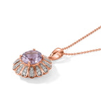D'Joy Rose De France Amethyst, Weißer Zirkon Schmuckset ca. 50 cm 925 Silber 750 Roségold vermeil ca. 3,98 ct.