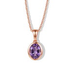 EverTrue Rose de France Amethyst Solitär-Anhänger in 950 Kupfer Roségold E-Beschichtung mit 50cm Edelstahl Kette in Roségoldton - 1,64 ct.