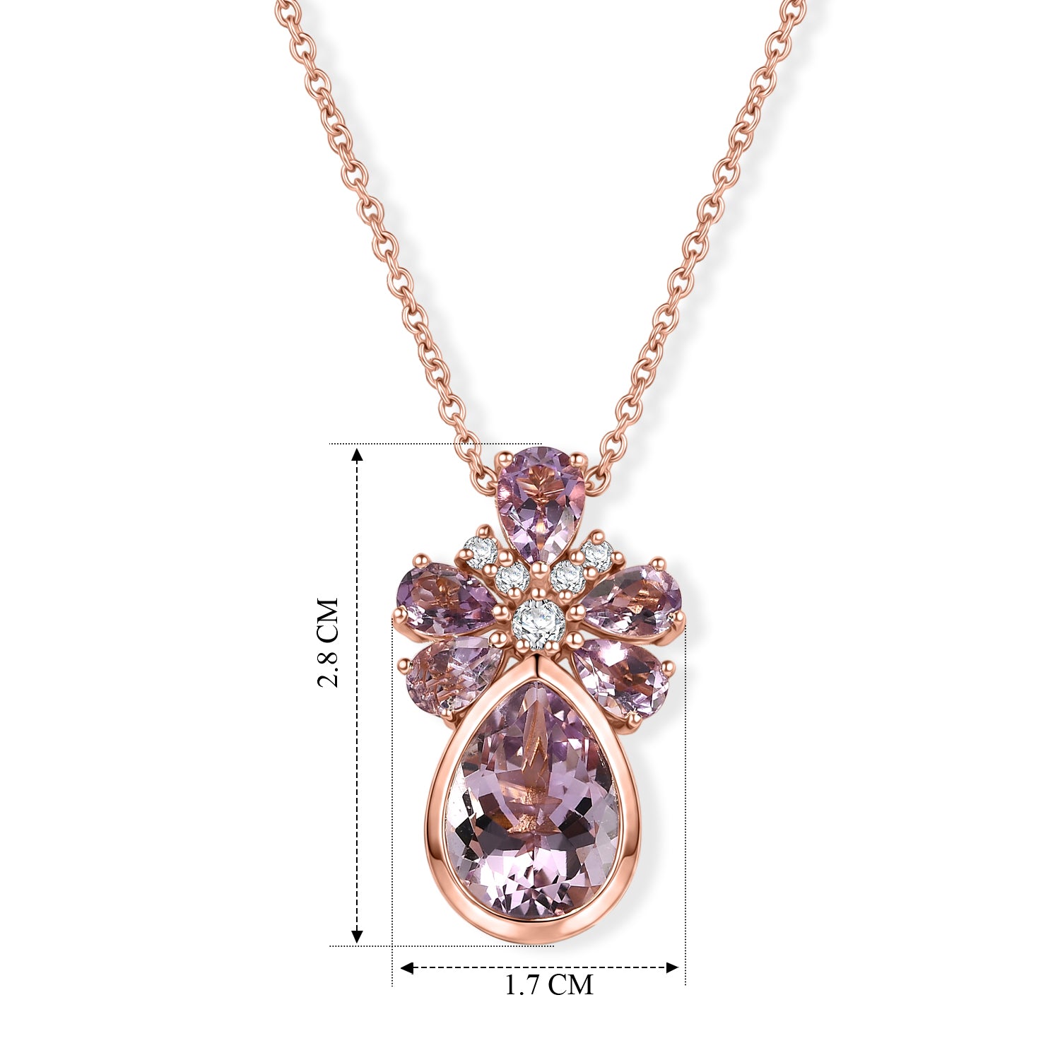 EVER TRUE Rose De France Amethyst Schmuckset ca. 50 cm ca. 6,84 ct.