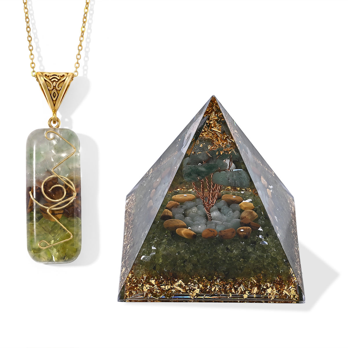 Mehrfarbiger Peridot Edelsteine Schmuckset 316L Edelstahl Antikes Gold und Legierung Antikes Gold ca. 20.00 ct