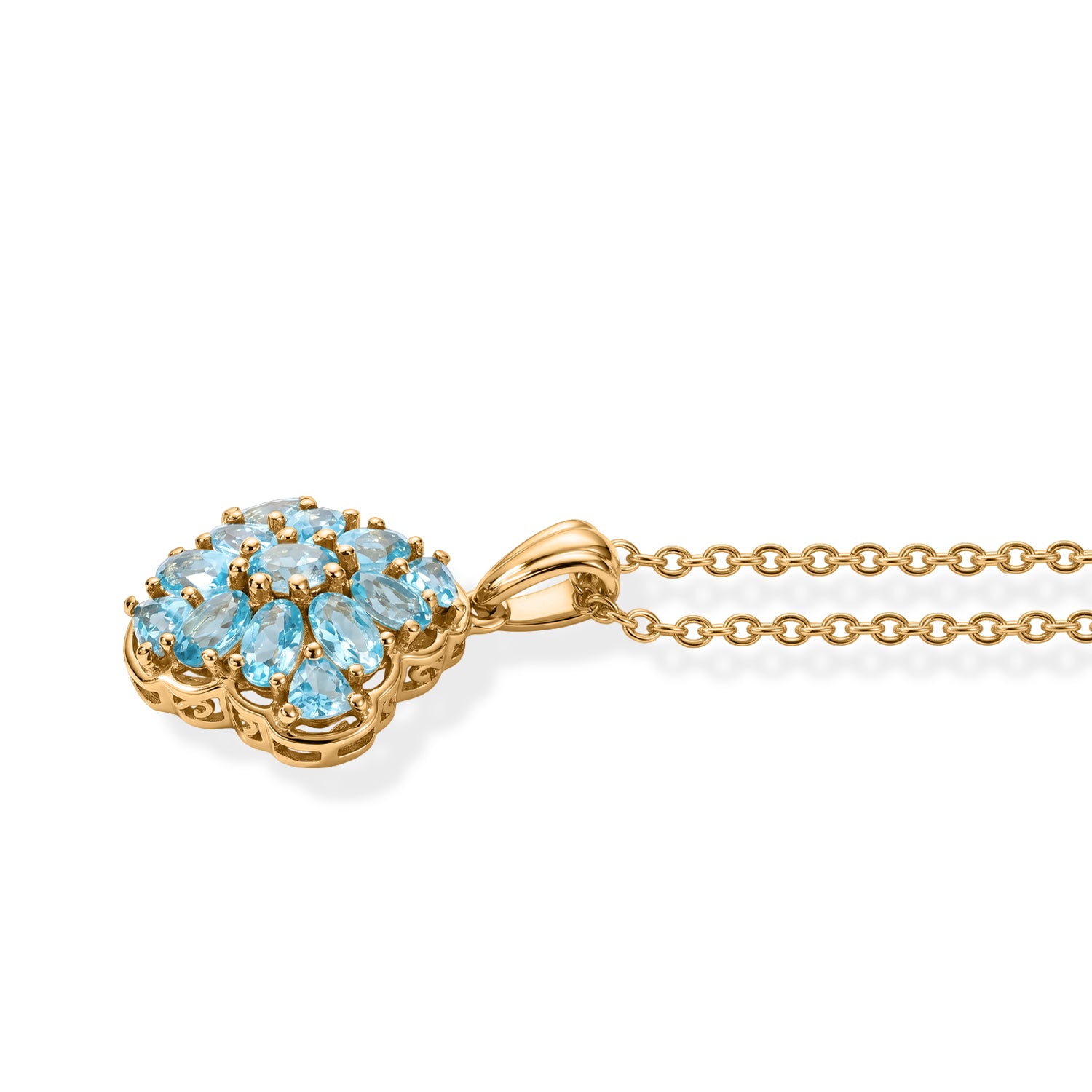 EverTrue AA blauer Apatit Anhänger mit 50cm Edelstahl Kette, Bronze mit Gelbgold E-Beschichtung - 3,06 ct.