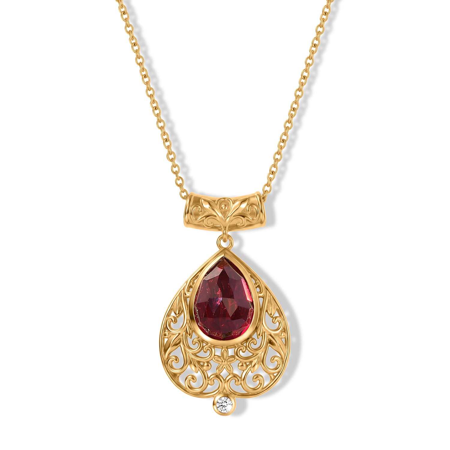 EVER TRUE AAA Lab Grown Rubin, Weißer Zirkon Schmuckset ca. 50 cm ca. 8,90 ct.