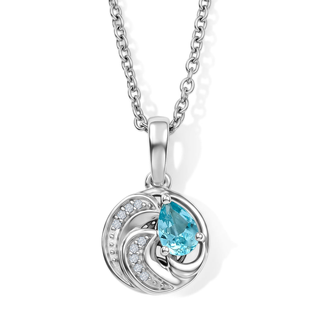 D'Joy AA Blauer Apatit, Weißer Zirkon Schmuckset ca. 50 cm 925 Silber Platiniert und Edelstahl Platiniert ca. 0,52 ct.